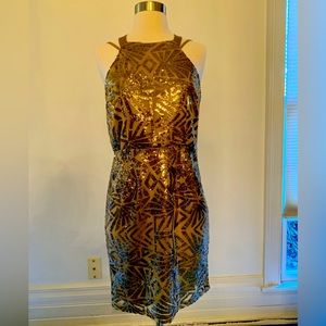 Bronze sequin homecoming or cocktail/party dress. Minuet. Size M.